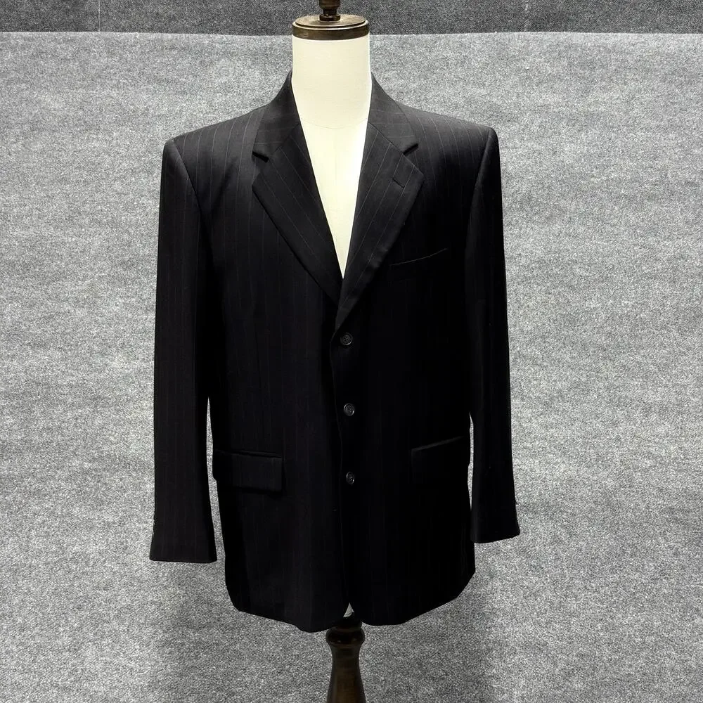 Oleg Cassini Suit Mens 42R Charcoal Pinstripe 2 Piece Wool Cashmere Jacket Pants